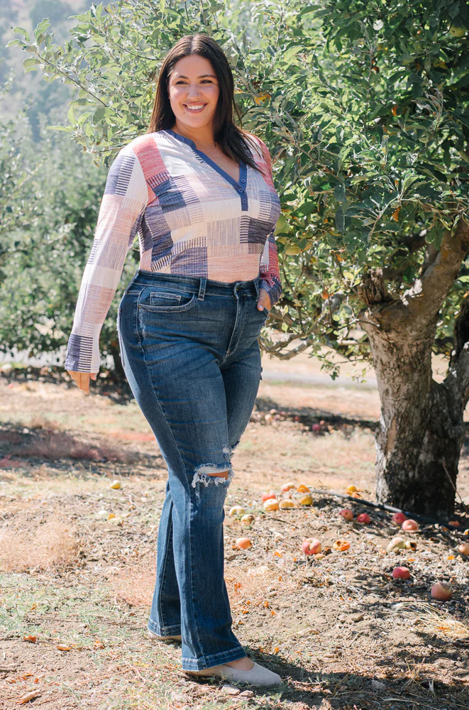 Lucy Mid Rise Hand Sand & Mildly Distressed Bootcut Jeans - PLUS