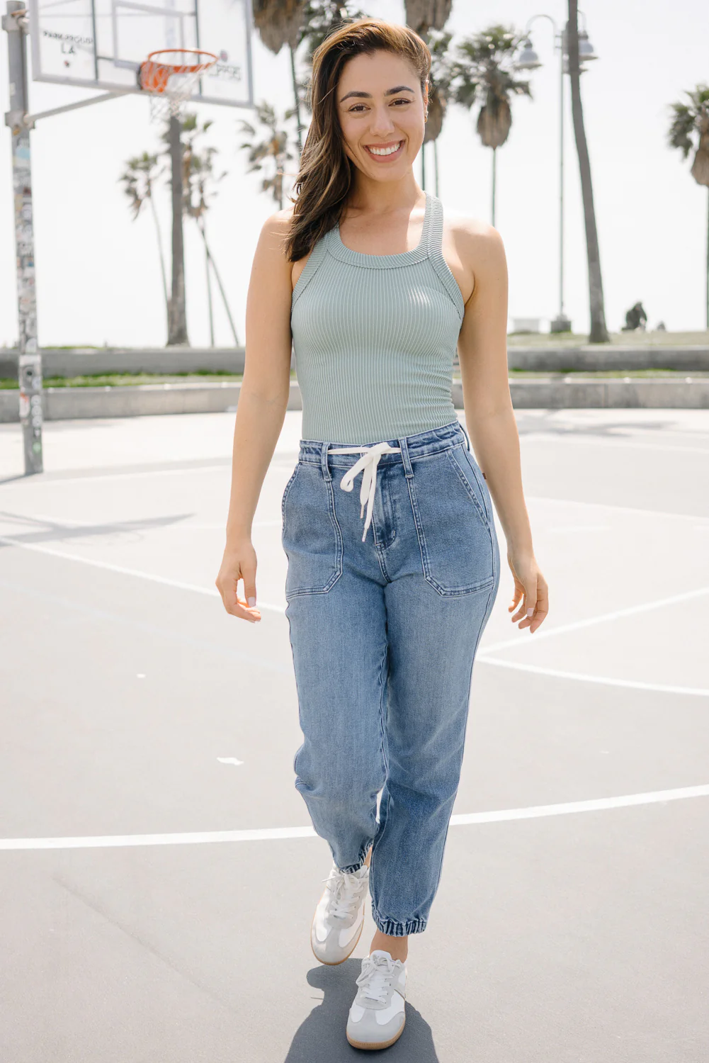 Elena High-Rise Denim Joggers: Comfy Meets Cool