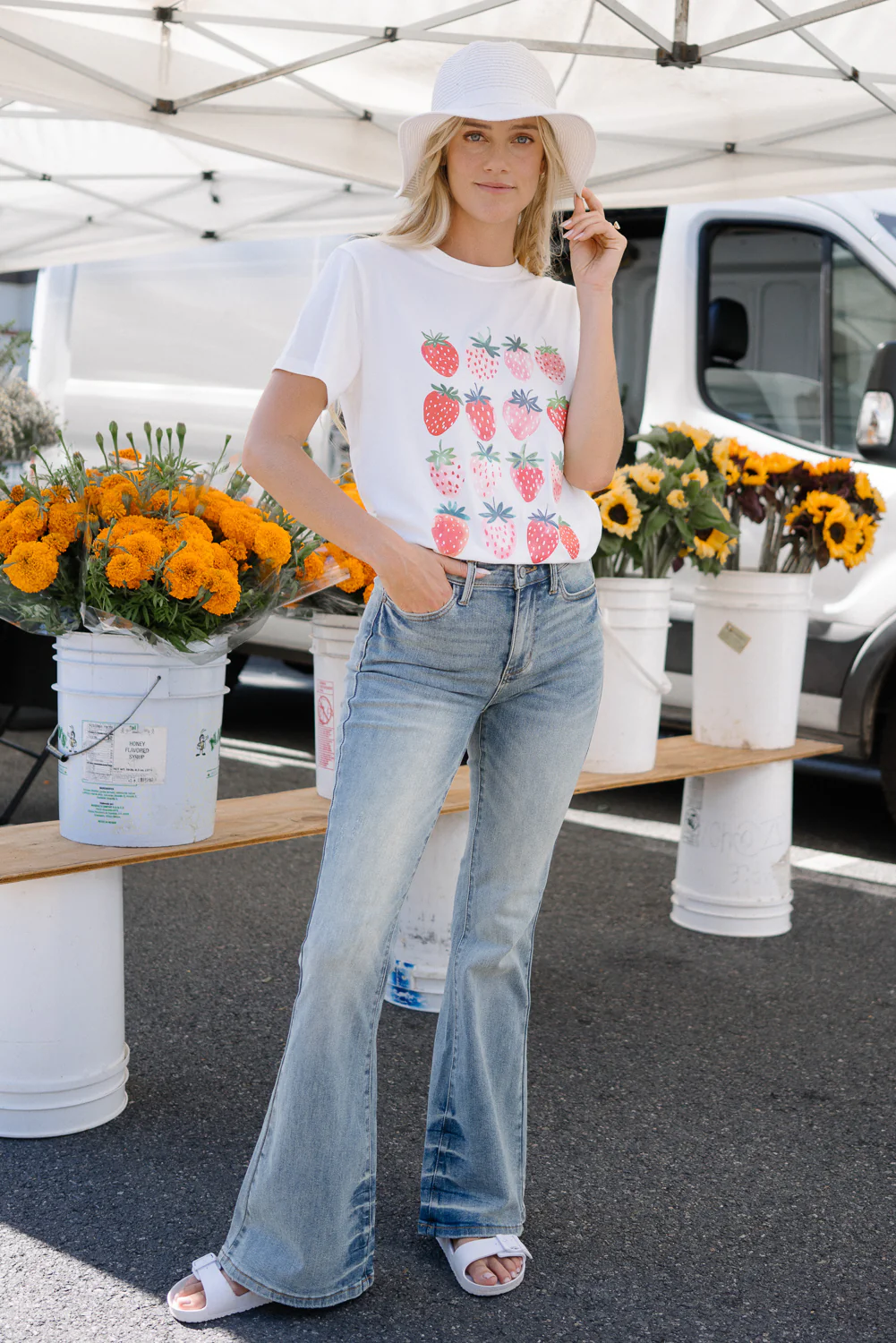 Megan Mid Rise Tinted Pin Tack Detail Flare Jeans