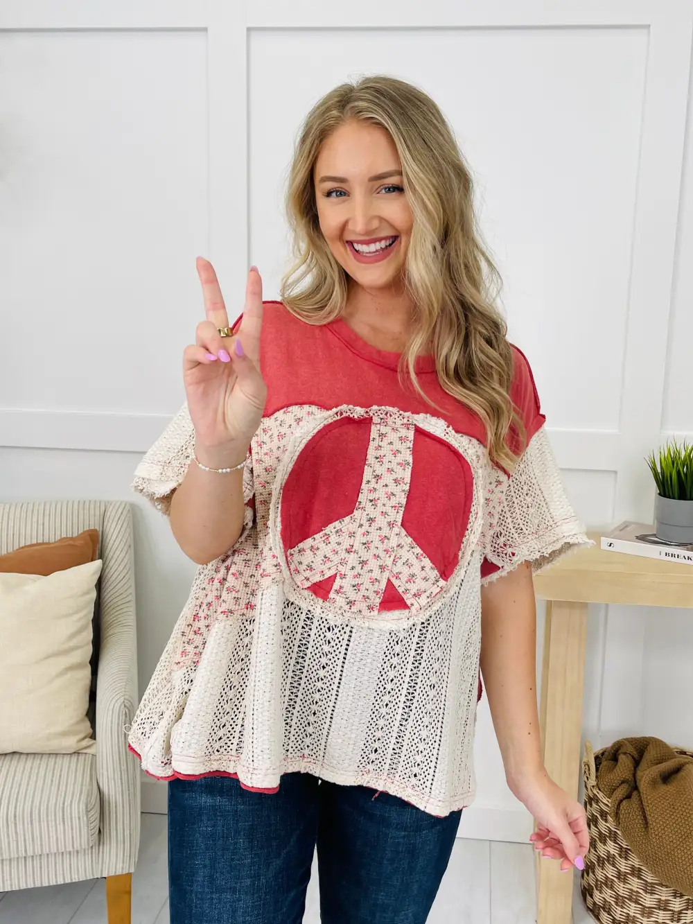 Blooming Peace Top in Tomato