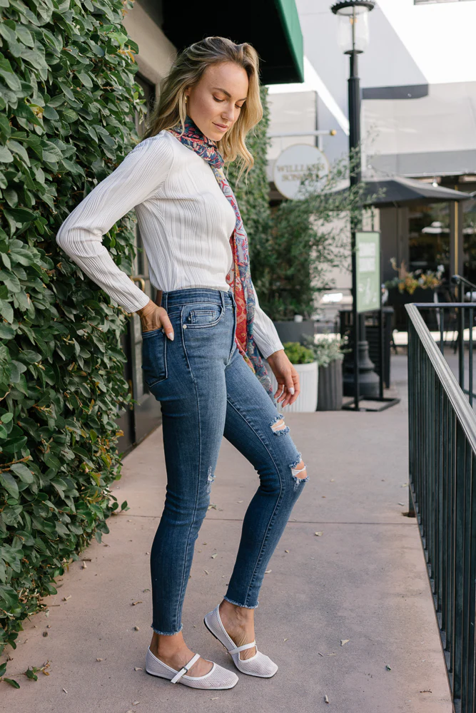 Andrea High Waist Skinny Jeans with Rips