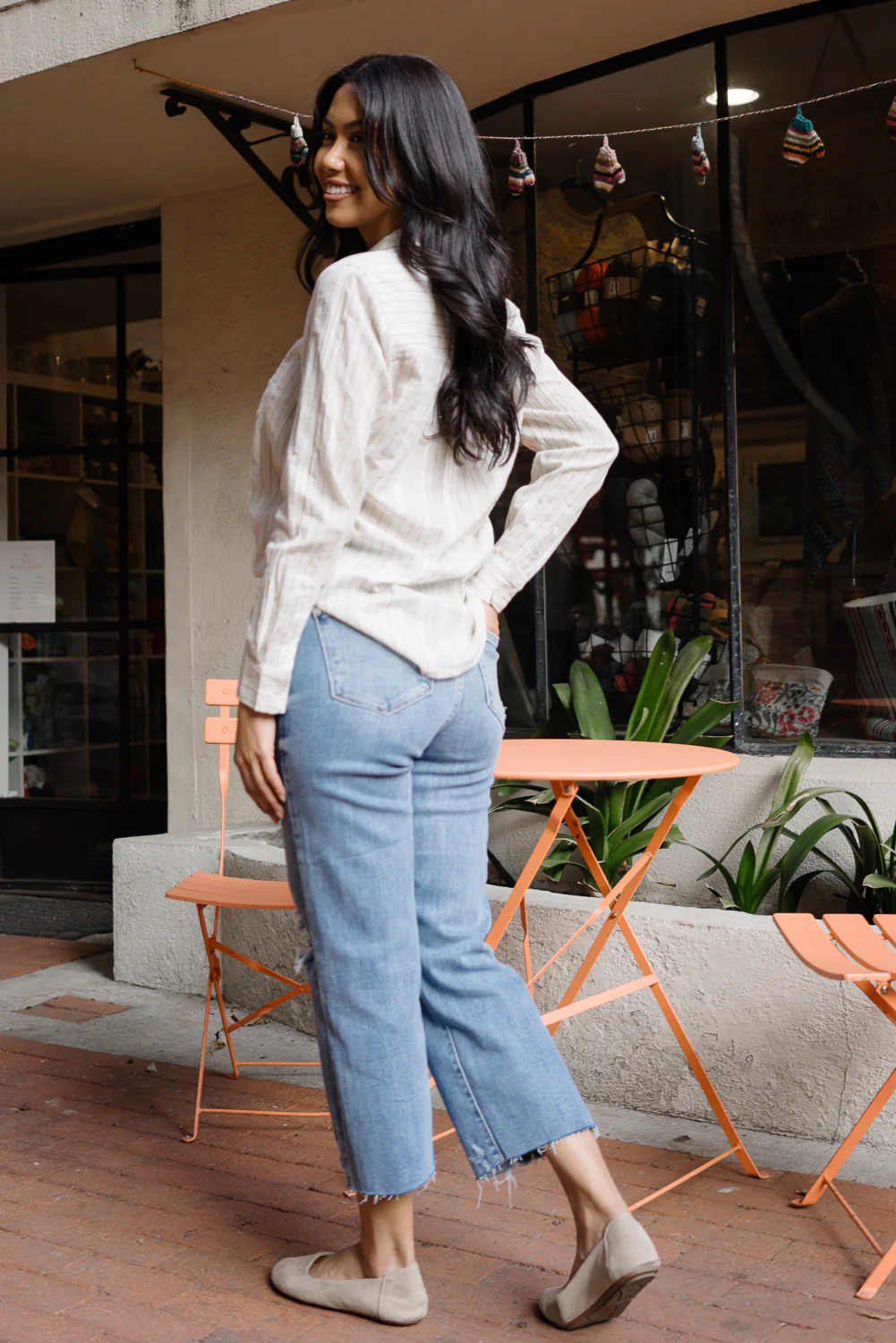 Celeste High Rise With Distressed Crop Wide Leg