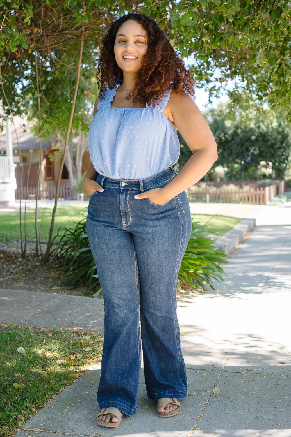 Kelly High Rise Angled Side Seam Flare Jeans - PLUS