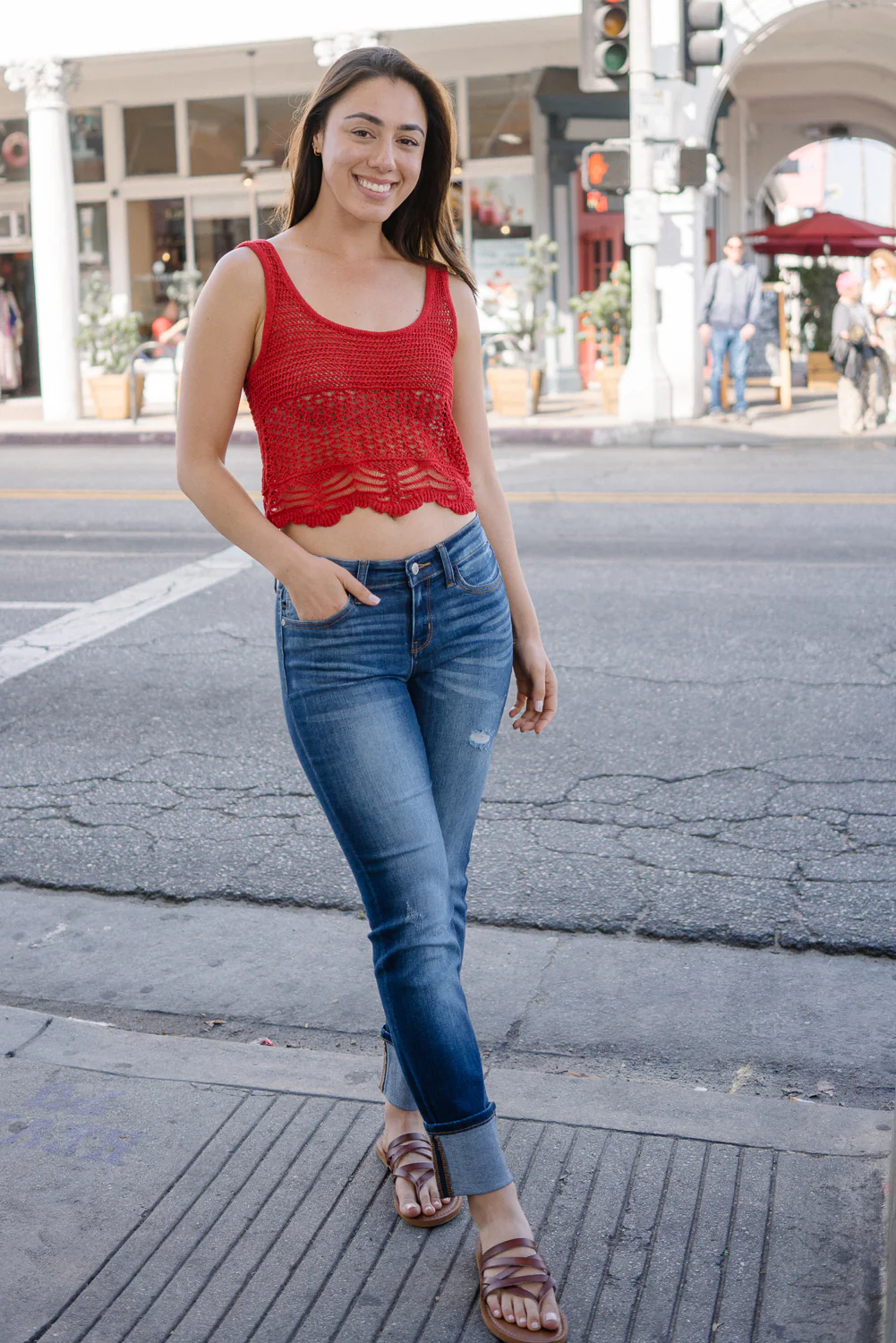 Carey Straight Leg Cuffed Hem Jeans