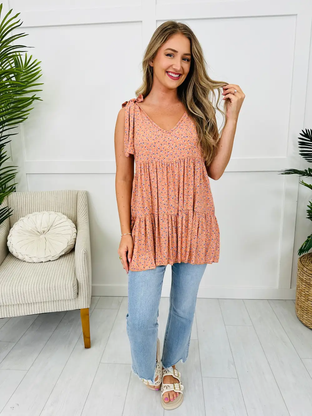 Wildflower Walk Tank Top in Peach