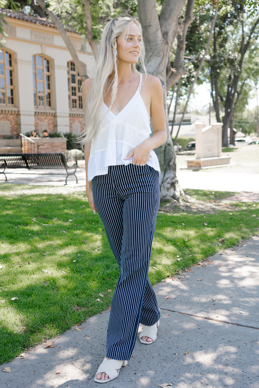 Vetti High Rise Tummy Control Striped Straight Fit