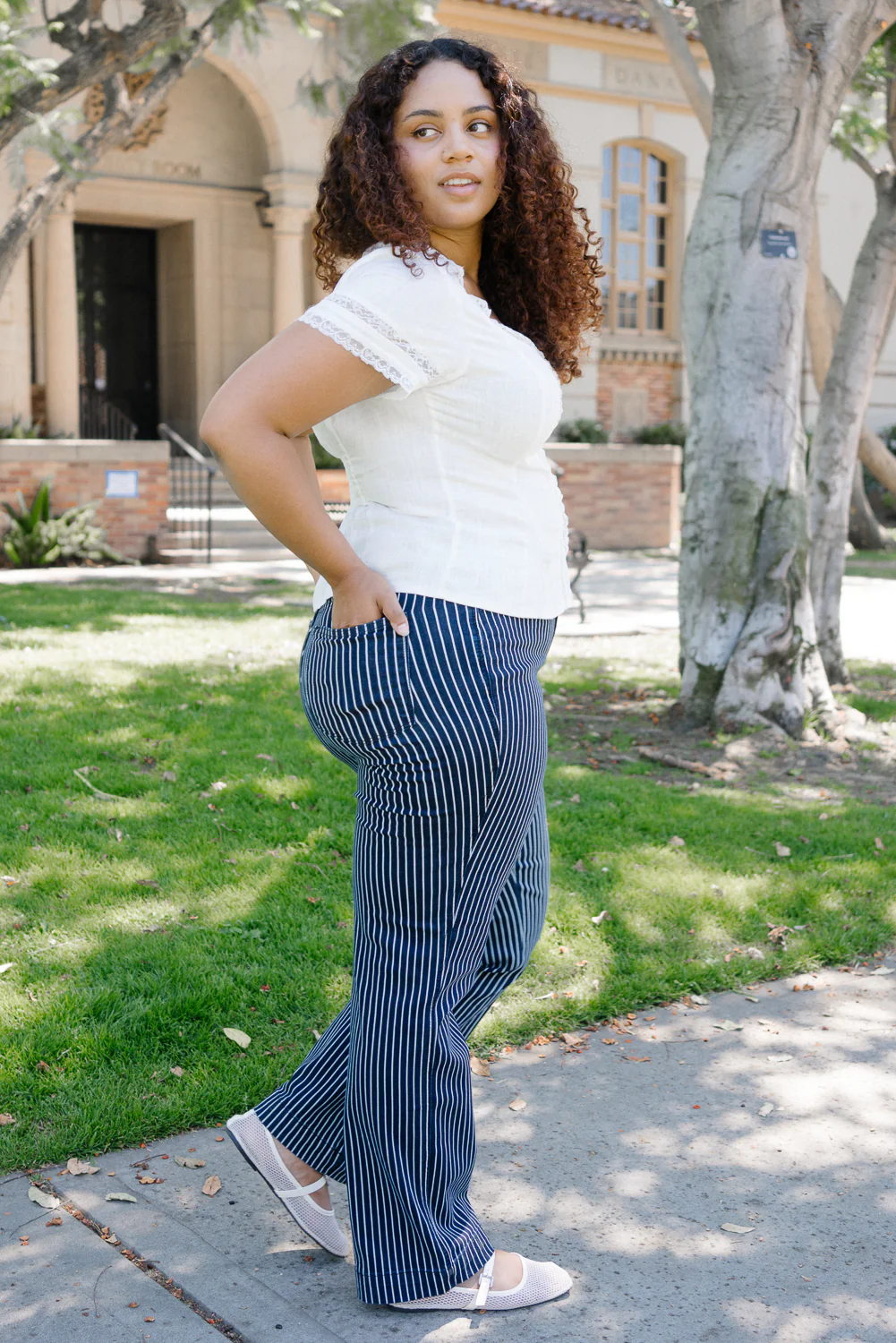 Vetti High Rise Tummy Control Striped Straight Fit - PLUS