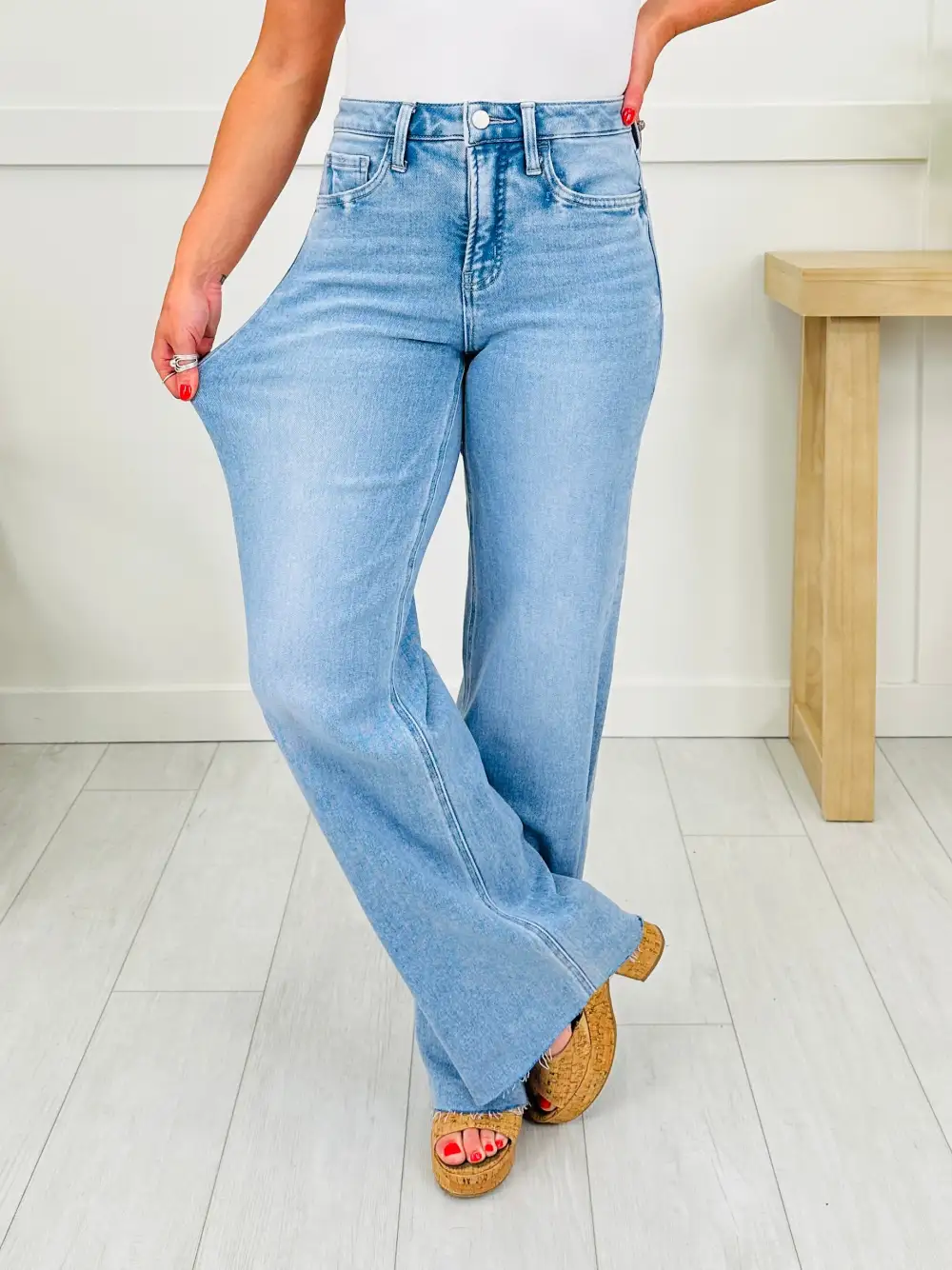 Dream of Me Tummy Control Slim Wide Leg Jeans