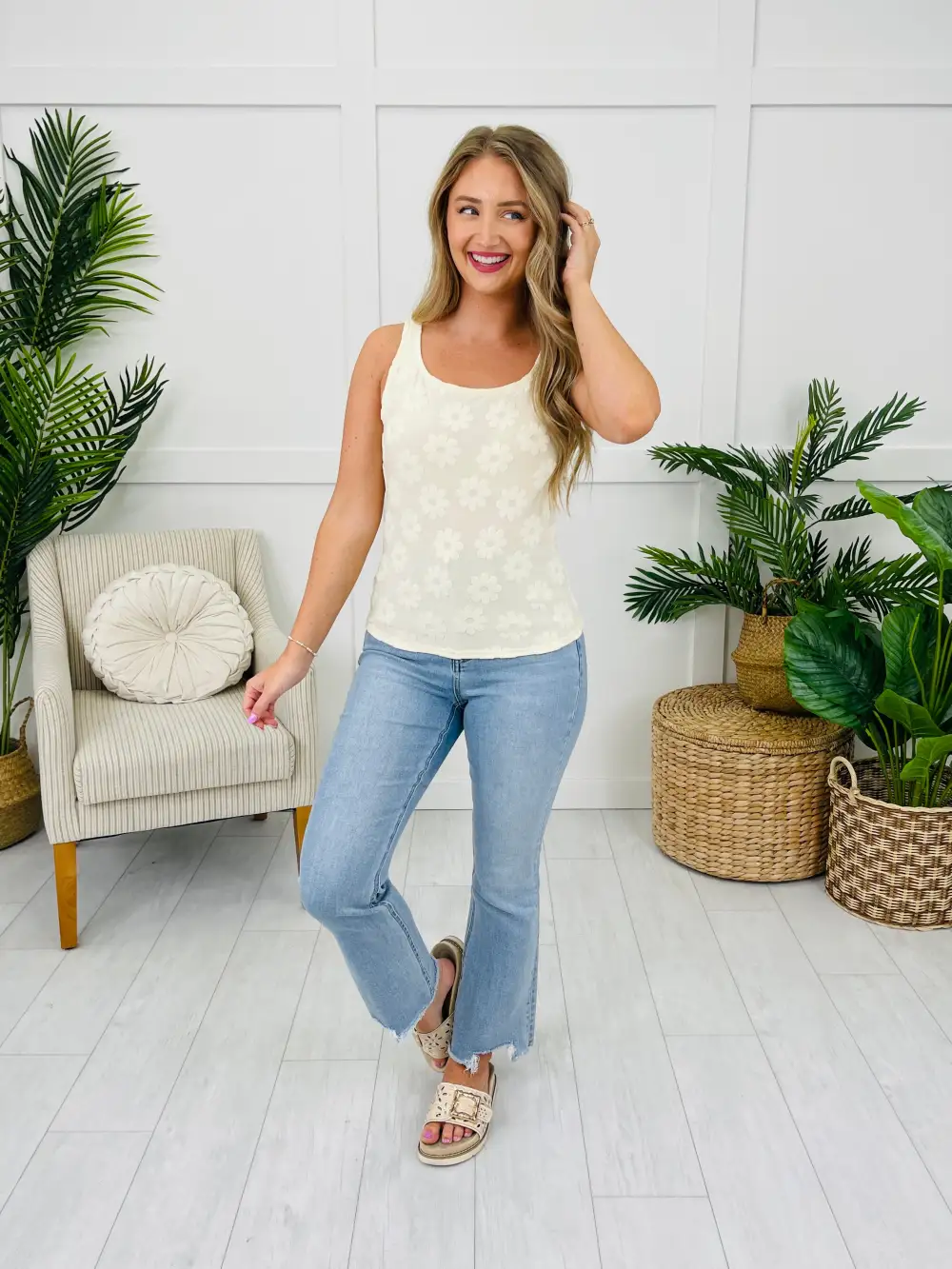 Petal Mode Tank Top in Cream