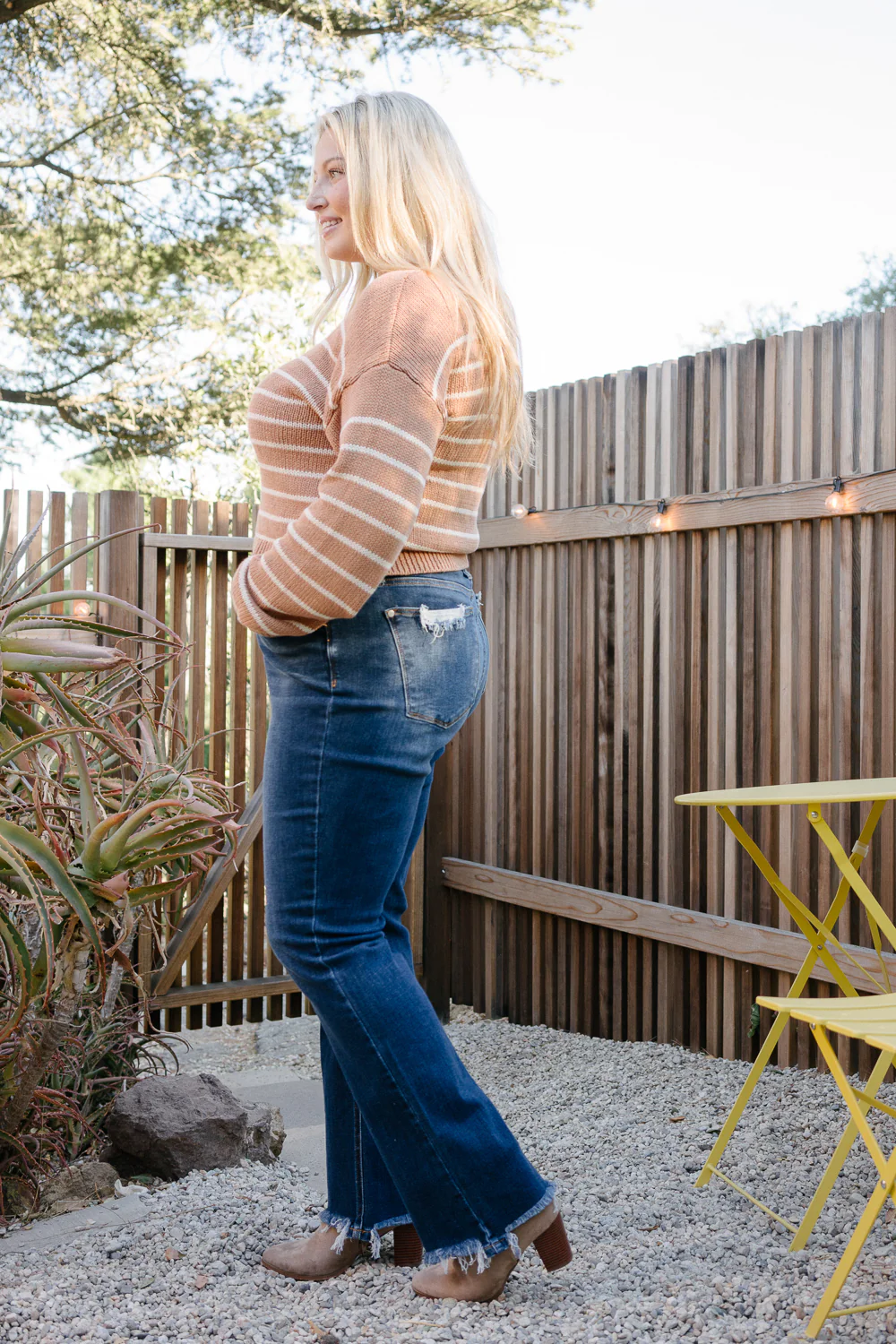 Madison High Rise Vintage Frayed Hem Bootcut Jeans - PLUS