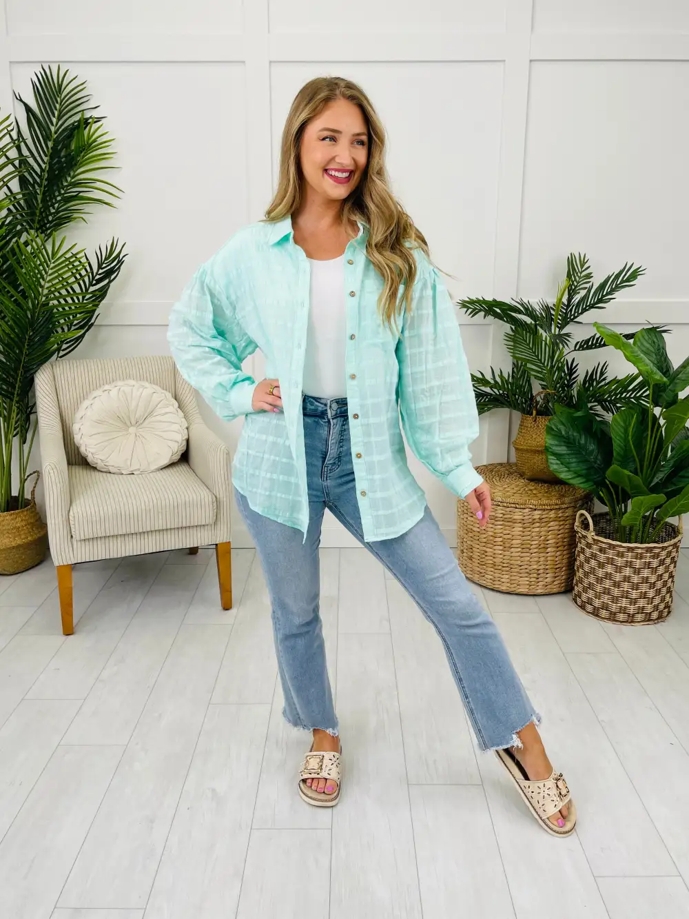 Delicate Direction Top in Mint