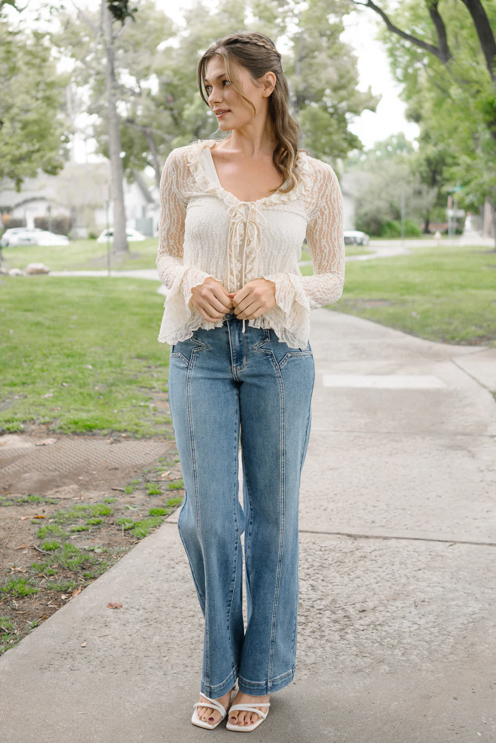 Eliza High Rise Wide Legs with Starry Flair