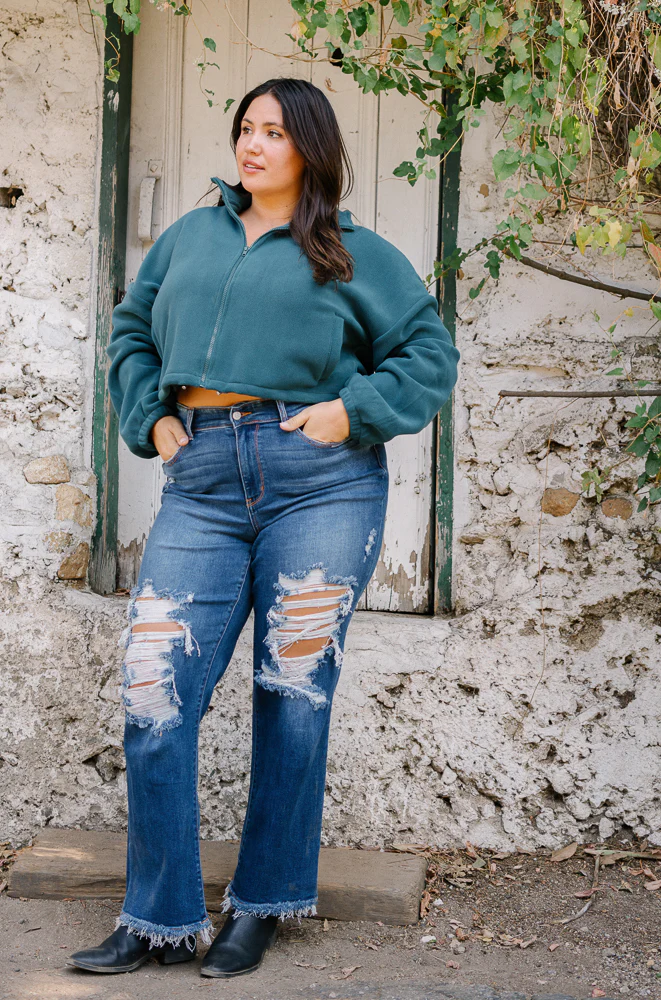 Lauren Mid Rise Distressed Dad Jeans - PLUS