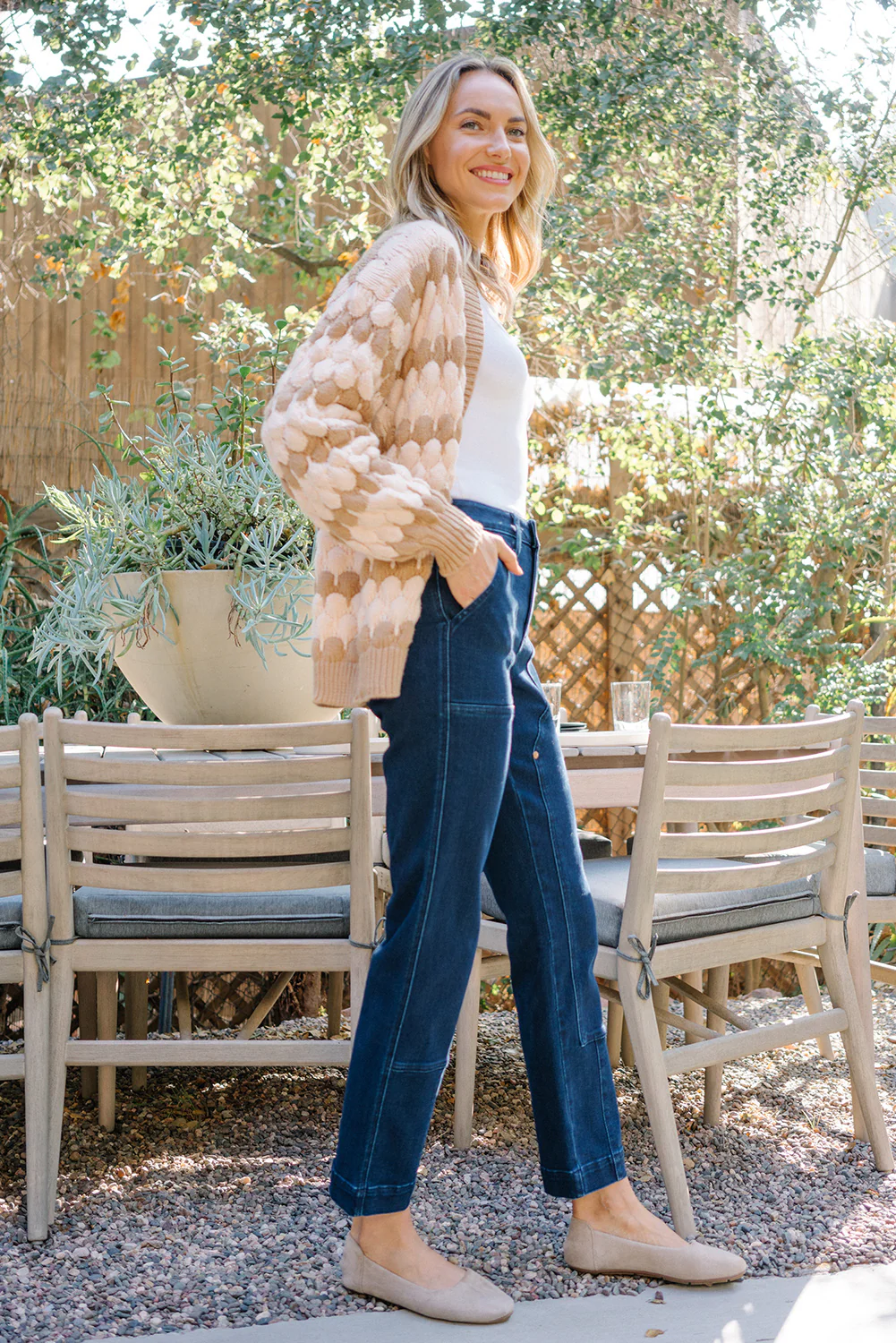 Leslie High Rise Work Wear Knee Patch Straight Jeans