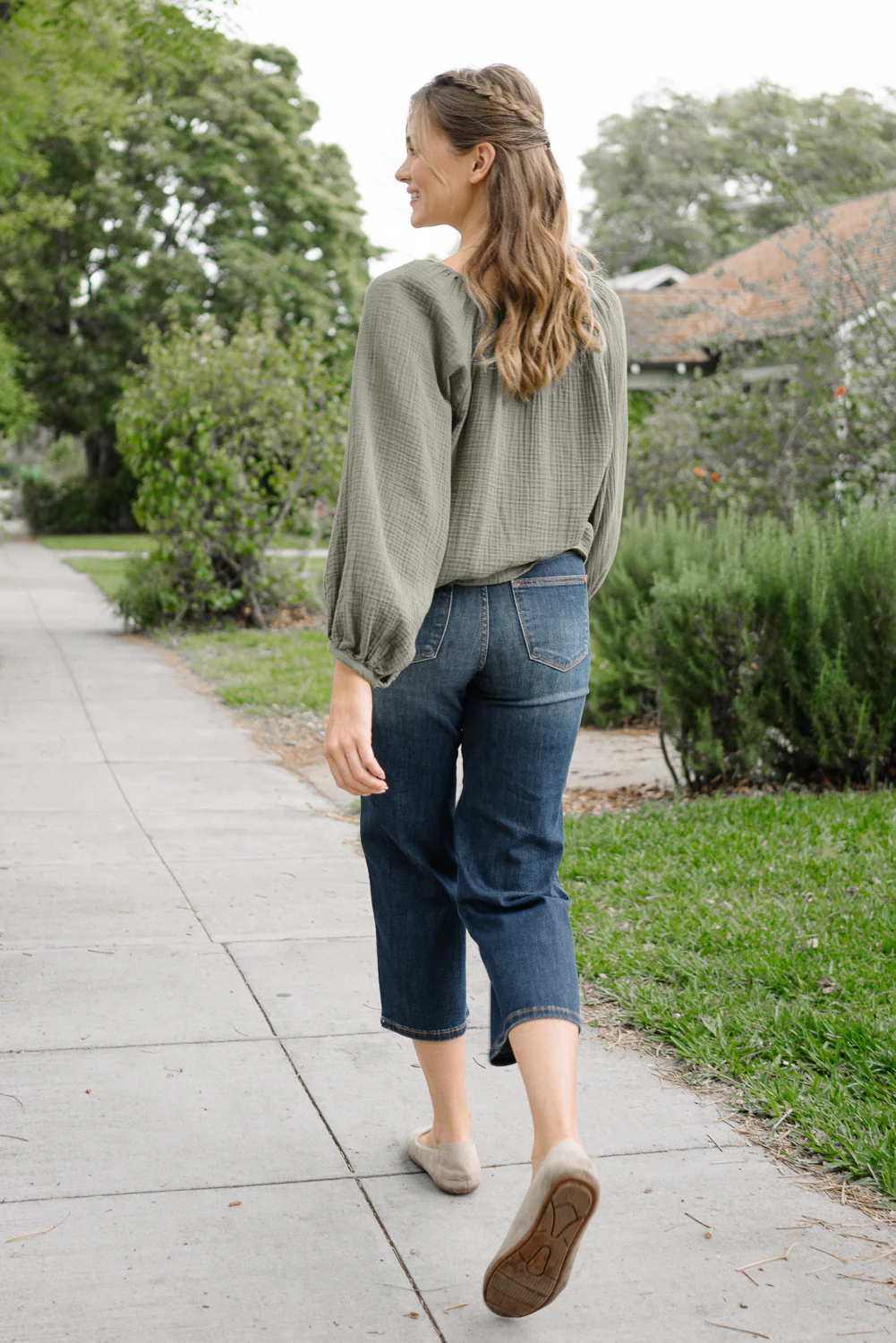 Cassandra Mid Rise Tummy Control Crop Wide Leg Jeans