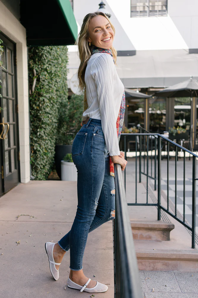 Andrea High Waist Skinny Jeans with Rips