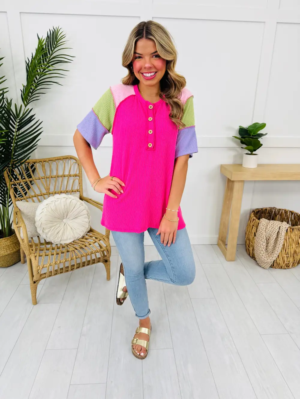 Block Out The Ordinary Top in Hot Pink