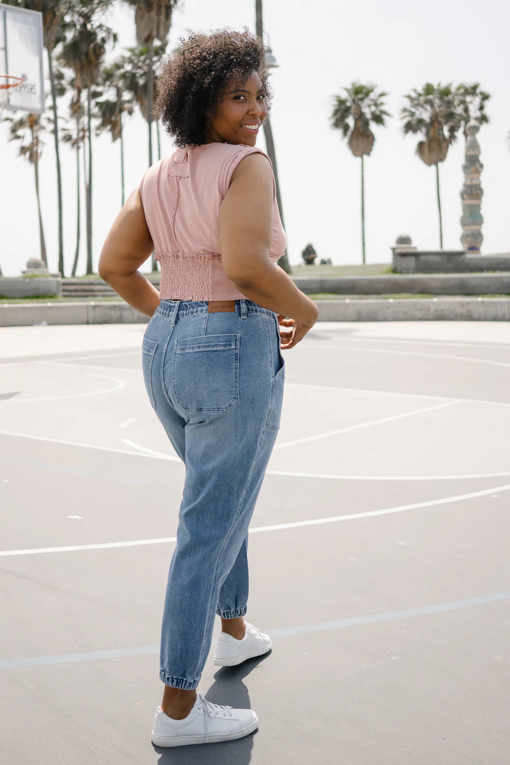 Elena High-Rise Denim Joggers: Comfy Meets Cool - PLUS