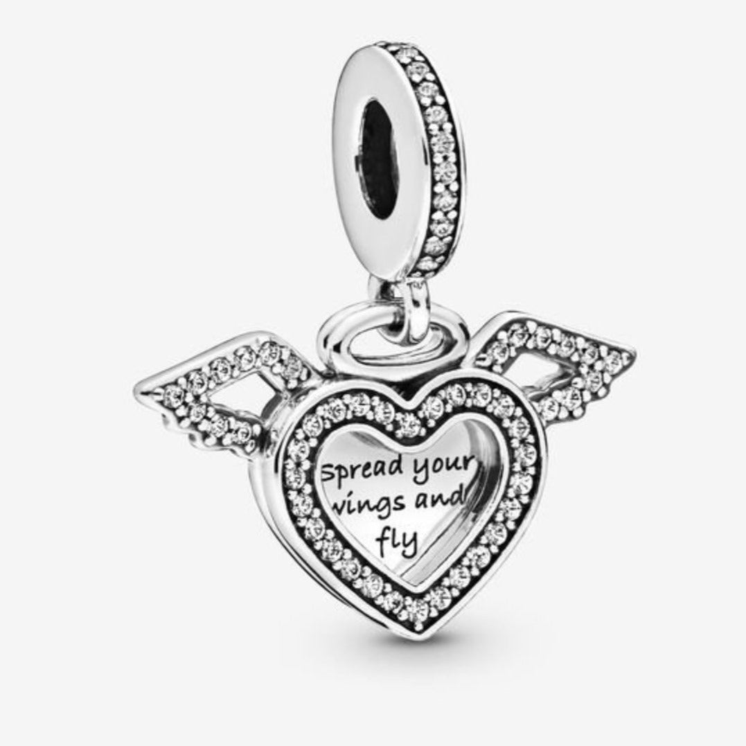 Heart and Angel Wings Dangle Charm