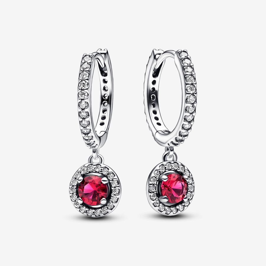 Red Round Sparkling Hoop Earrings