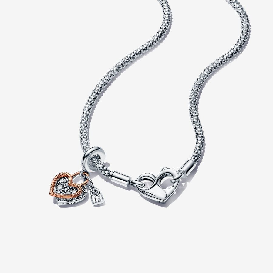 Moments Studded Chain Necklace and Heart Dangle Set