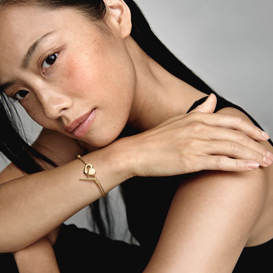 Moments Heart T-Bar Snake Chain Bracelet