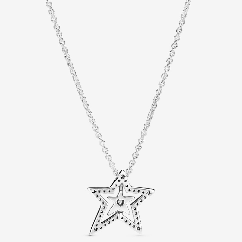 Pavé Asymmetric Star Collier Necklace