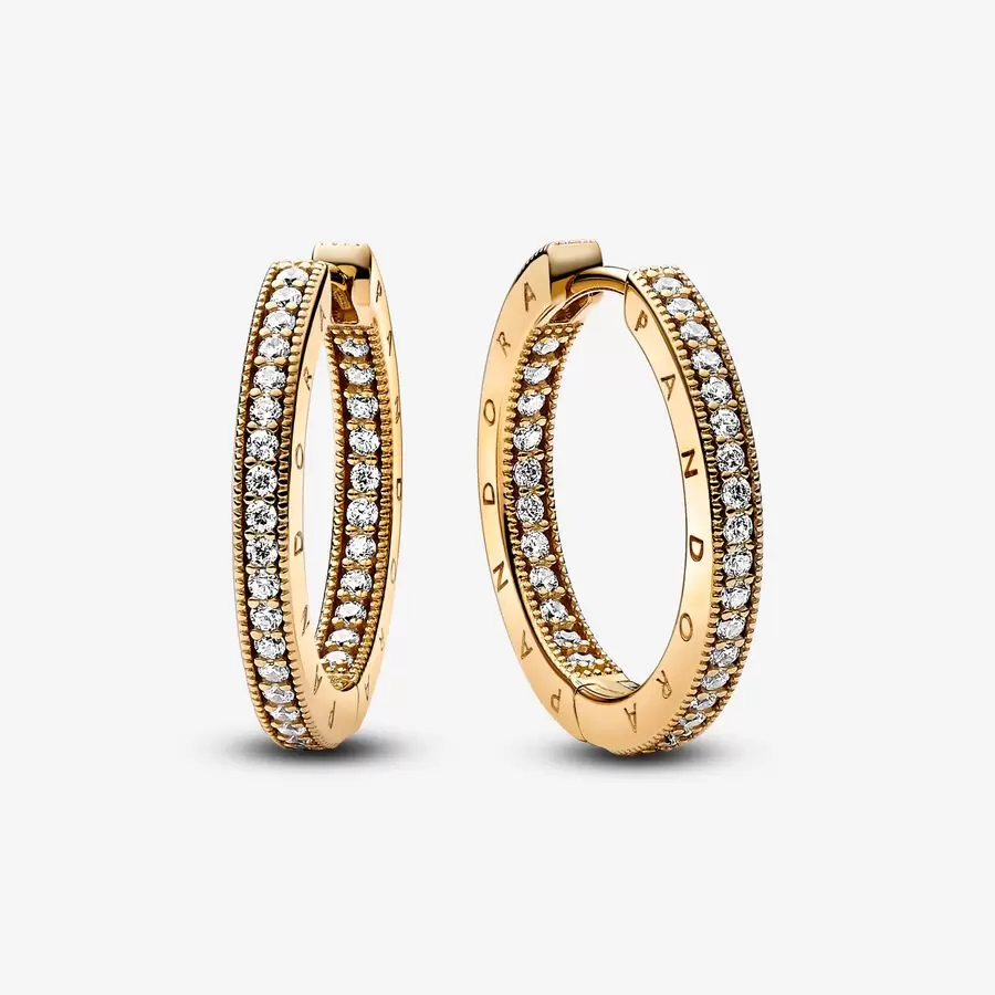 Signature Logo & Pavé Hoop Earrings