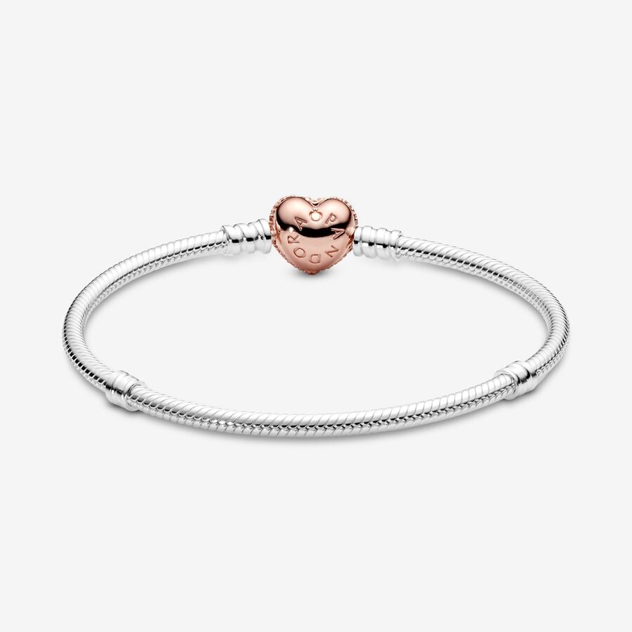 Moments Paevacute Heart Clasp Snake Chain Bracelet