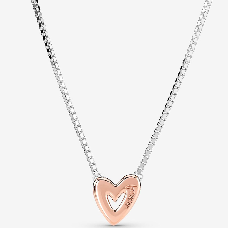 Sparkling Freehand Heart Necklace Sterling silver