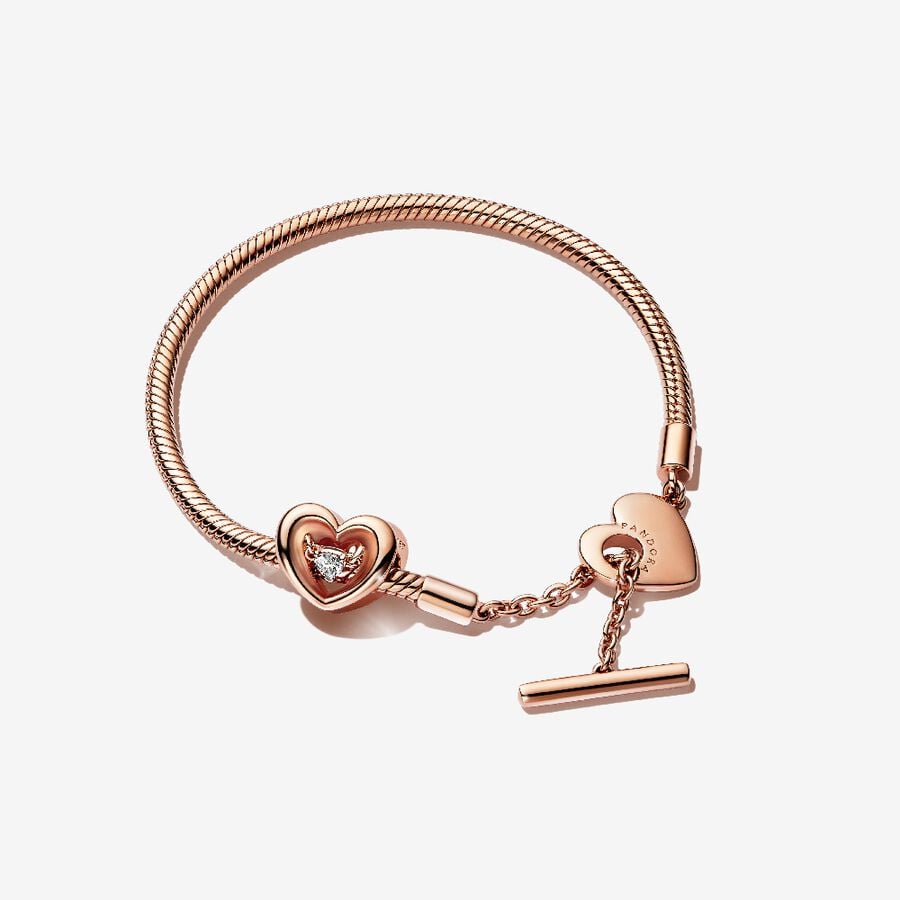 Moments Heart T-Bar Bracelet and Radiant Heart Charm Set