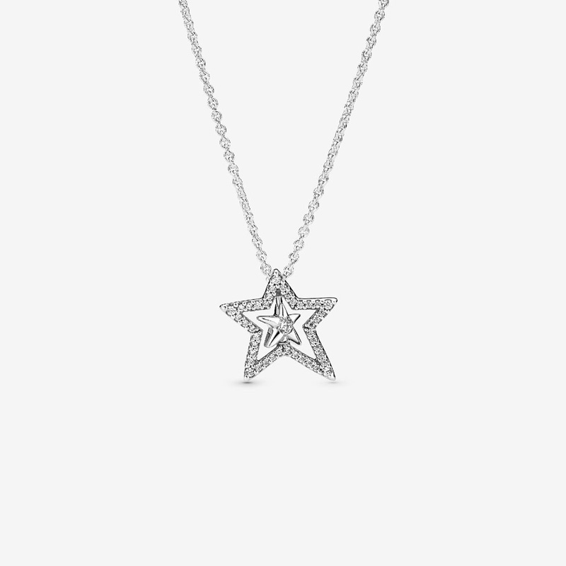 Pavé Asymmetric Star Collier Necklace