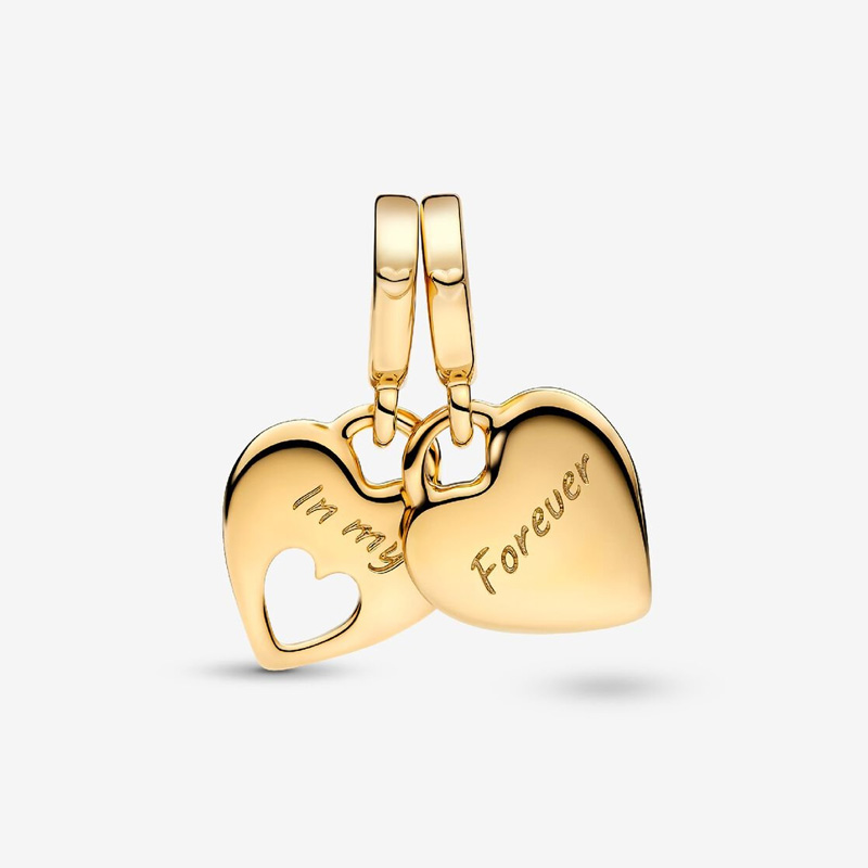 Double Heart Split Dangle Charm