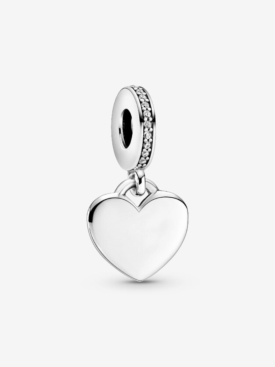 Engravable Heart Tag Dangle Charm Sterling silver