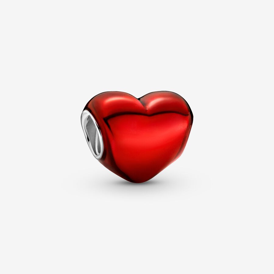 Metallic Red Heart Charm