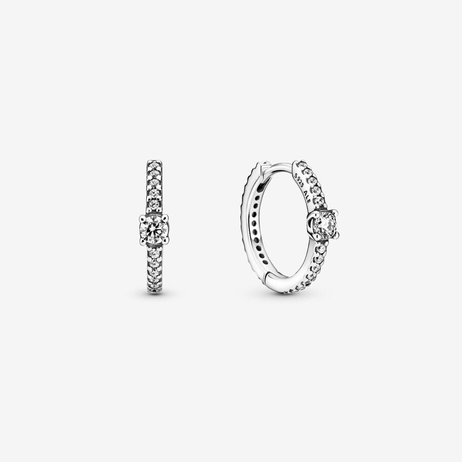 Sparkling Hoop Earrings, Clear CZ