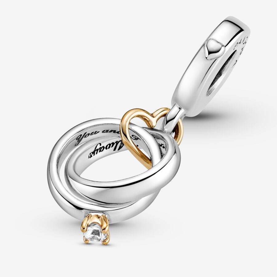 Two-tone Wedding Rings Dangle Charm