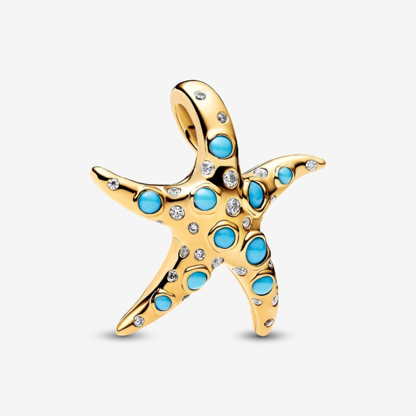 Sparkling Blue Starfish Dangle Charm