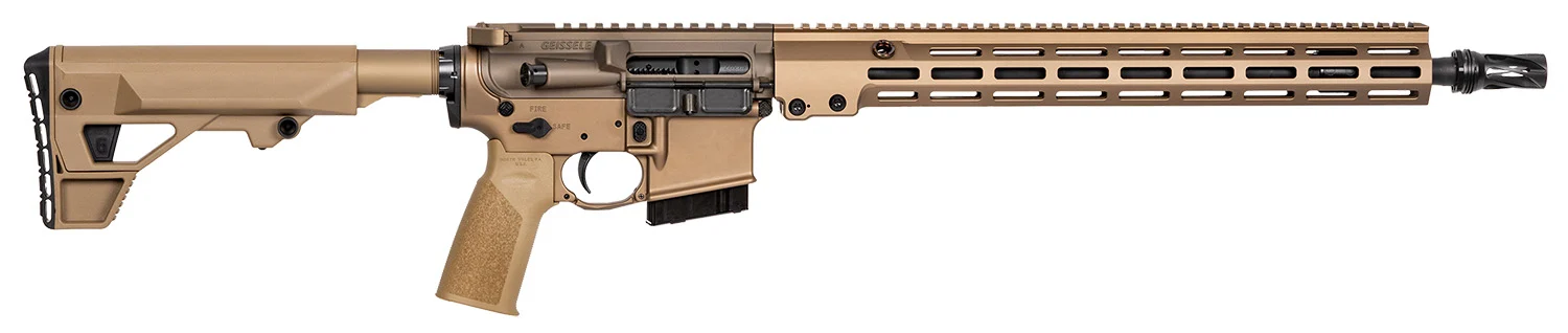 Geissele Automatics 08374S GFR Maritime RECCE 6mm ARC 16 , Desert Dirt Rec/Handgaurd, Black Furniture, Magpul PRS Lite Stock, OEM Polymer Grip, Flash Hider, 15 M-LOK Handgaurd, Ambi Safety - CLB Guns