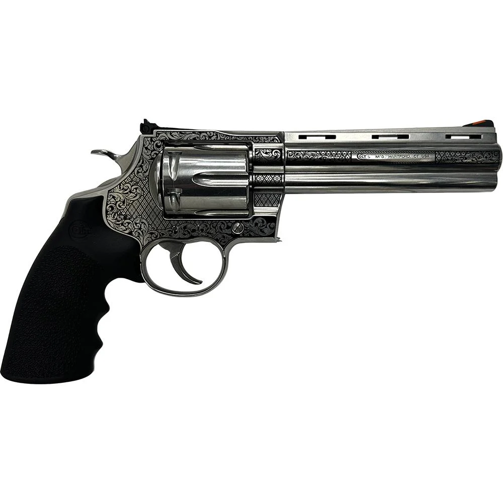 Colt Anaconda Filigree Frame and Barrel Handgun .44 Mag 6rd Capacity 6 Barrel Silver with Black Grip - CLB Guns