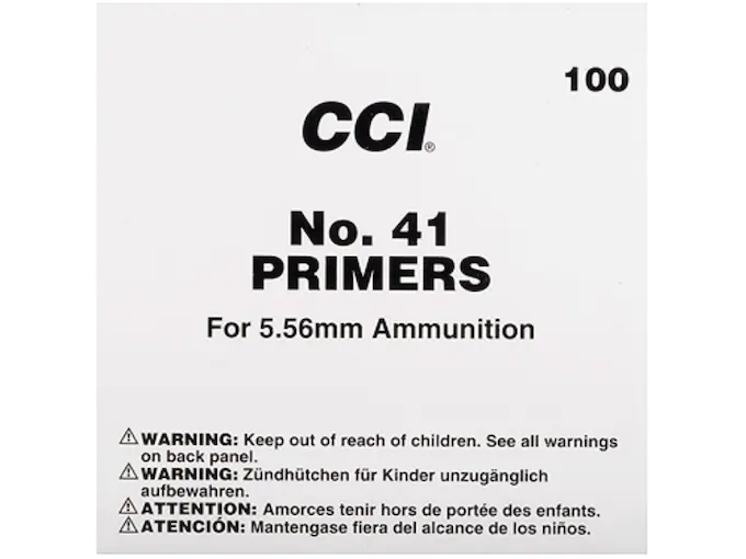 CCI Small Rifle 5.56mm NATO-Spec Military Primers #41 Box of 1000 (10 Trays of 100)