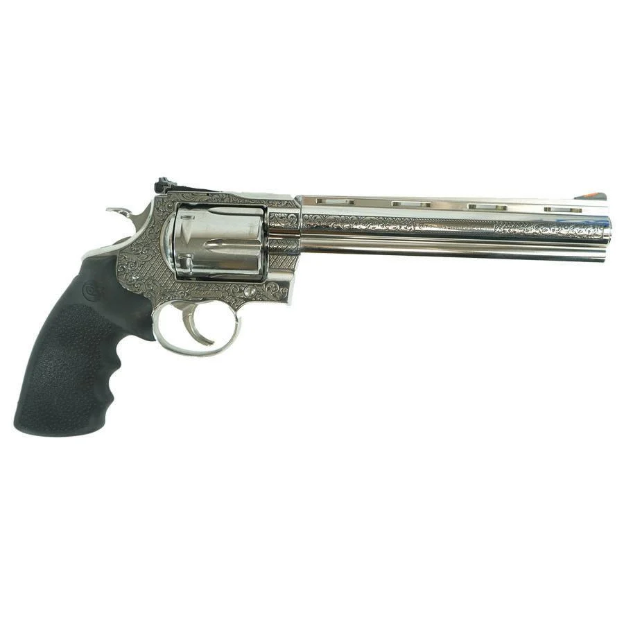 Colt Anaconda Filigree Frame and Barrel Handgun .44 Mag 6rd Capacity 8 Barrel Silver with Black Grip - CLB Guns